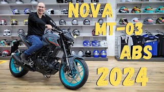 NOVA YAMAHA MT03 ABS 2024 EM TODOS OS DETALHES [upl. by Ringo]