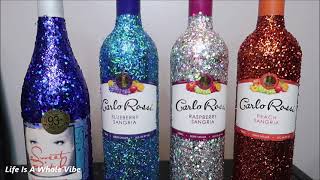 DIY GLITTER WINE BOTTLES QUICK LAST GIFT TO MAKE FOR ANY EVENT HOW TO SEAL GLITTER [upl. by Drhacir]