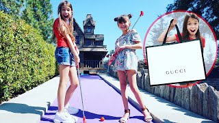 Make a Hole in One Ill Buy You Anything  Mini Golf Challenge  Emily and Evelyn [upl. by Birkett405]