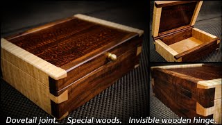 ⚡ The Special Wooden Box  Invisible Wooden Hinge  Using basic tools  Dovetail Joints [upl. by Fancy]