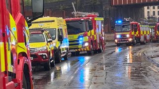 Rescue Fire crews respond to major incident after man is trapped by flood water Leeds [upl. by Greenes]