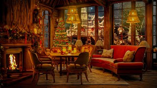 Warm Night at Cozy Christmas Coffee Shop Ambience  Christmas Jazz Instrumental Music to Relax [upl. by Hewet]