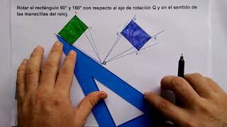 8 ROTACIÓN DE 90° Y 180° EN SENTIDO A LAS MANECILLAS DEL RELOJ CON REGLA Y COMPÁS [upl. by Ahsikyt]