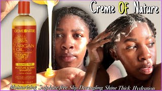 Product Review Creme of Nature Argan Oil Moisturizing Shampoo RELAXED HAIR [upl. by Jutta]