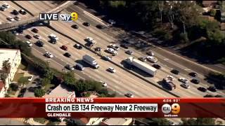 Crash On EB 134 Fwy In Glendale Creates Traffic Nightmare [upl. by Noloc]