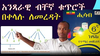 6ኛ ክፍል ሒሳብ አንጻራዊ ብቸኛ ቁጥር Relative prime number በቀላሉ ለመረዳት [upl. by Ayanaj]