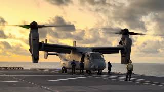 USMC MV22 Osprey takes off from Australian LHD HMAS Adelaide [upl. by Fellner901]