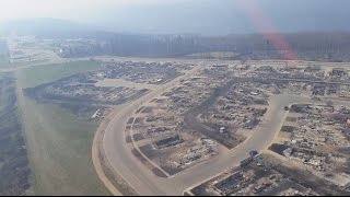 FORT MCMURRAY Helicopter flyover shows scale of fire destruction [upl. by Pedaiah]