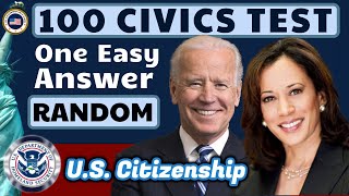 2024 US Citizenship Official USCIS Civics Test Practice Quiz One Easy Answer Random Order [upl. by Airtemad895]