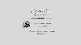 Mazurka B1  ABRSM Grade 3 Flute 2022  piano accompaniment  at tempo 96 bpm [upl. by Rae599]