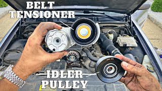 Belt Tensioner Pulley Idler Pulley Serpentine Belt  EASY HOW TO REPLACE  Mercury Ford Lincoln [upl. by Ocko]