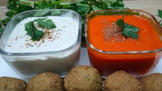 Easy Falafel Sauces recipe  Tahini yogurt sauce Red chilli garlic sauce how to make Falafel sauce [upl. by Ongun]