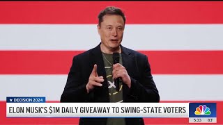 Is Elon Musks election sweepstakes legal [upl. by Carrew]