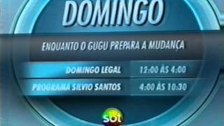 Chamada do novo horário do Domingo Legal antes do Gugu ir pra Record [upl. by Akirrehs275]