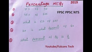 FPSC PPSC NTS Repeated Percentage Math MCQs [upl. by Westley]