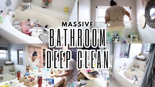 NEW MASSIVE BATHROOM CLEAN OUT MASSIVE BATHROOM DEEP CLEAN COMPLETE DISASTER CLEAN WITH ME [upl. by Stewart433]