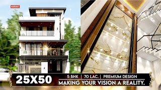 25X50 house design 3D  1250 sqft  5 Bedroom  Terrace Garden  Modern design  8x15 meters [upl. by Kimball]