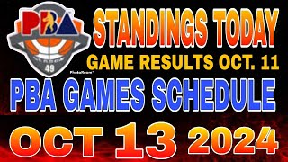 PBA Standings today as of October 11 2024  Pba Game results  Pba schedules October 13 2024 [upl. by Marena369]