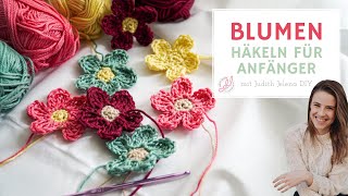 Blumen häkeln für Anfänger  Schritt für Schritt Anleitung Blüten [upl. by Ayocal]