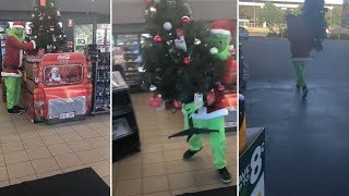 Prankster Dressed As Grinch Steals Christmas Tree [upl. by Vasyuta]