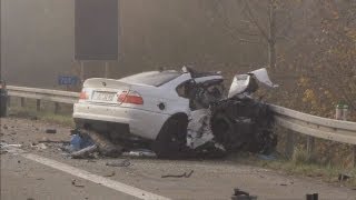 The horrifying aftermath of a crash that kills 6 after car drives wrong way on German motorway [upl. by Ellebana]