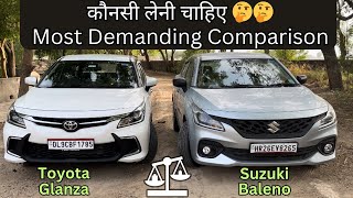 अब सबकी Confusion दूर होगी 🤔 Toyota Glanza VS Suzuki Baleno Comparison 🔥 Most Demanding video😍 [upl. by Kirit]