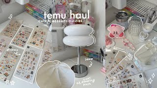 aesthetic temu haul 🛒🌿 unboxing stationery room decor  more [upl. by Anitnegra]