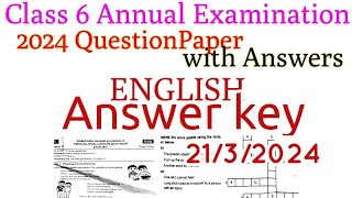 class 6 english annual exam question answer 2024 class5englishannual answerkey annualexam2024 [upl. by Nolad]