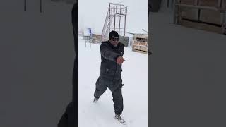 Diamir Police officer enjoying snowfall at Babusar Top [upl. by Vilma]