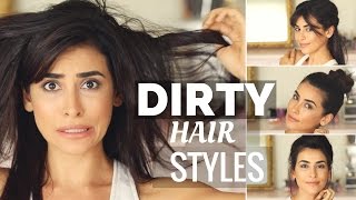 Tutorial 4 EASY Hairstyles to SAVE DIRTY HAIR ahhh [upl. by Ahsele]