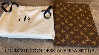 VLOGMAS EPISODE 4 LOUIS VUITTON DESK AGENDA COVER SETUP [upl. by Nickerson205]