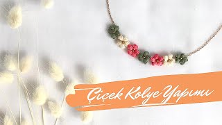 Çok Kolay Çiçekli Kolye Yapımı  Takı Yapımı  İpten Çiçek Yapımı  Necklace Making With Flowers [upl. by Randall]