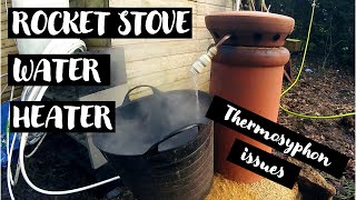 Rocket Stove Water Heater  PART II  Initial full setup  Thermosyphon Issues [upl. by Sheba996]