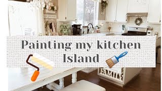 DIY  PAINT WITH ME  PAINTING MY KITCHEN ISLAND [upl. by Charmain]