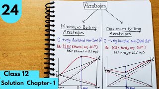 Azeotropes l Minimum Boiling Azeotropes and Maximum Boiling Azeotropes Solution Chapter1 class12 [upl. by Enorej]