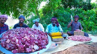 MUTTON DRY FRY  Varattu Kari  Chettinad Fried Mutton Recipe  Traditional Cooking in Village [upl. by Ahsikel]