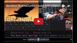 Blackbird Beatles Lyrics  Guitar Solo Lesson  Tab  Busker Roys街頭藝人老黑 vocal [upl. by Kcarb]