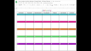 How to make a monthly calendar printable in Google Sheets [upl. by Enaoj]