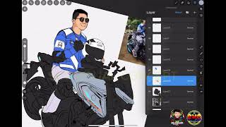 Motovlogger logo design from real picture to vector cartoonize picture everyone logodesign [upl. by Nyleuqaj]