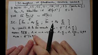 Intervalle de confiance pour la moyenne dune variable gaussienne de variance connue  un exemple [upl. by Enoob]