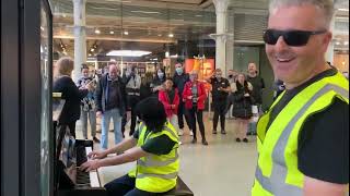 BOOGIE WOOGIE PIANO BREAK AT AN AIRPORT DURING LOCKDOWN DR K ROCKS [upl. by Oah996]