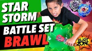 Beyblade Star Storm Battle Set Brawl  Hasbro Beyblade Evolution vs Takara Tomy Beyblades [upl. by Schlenger]