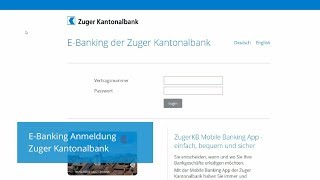 LoginAnmeldung  Zuger Kantonalbank [upl. by Llevron]