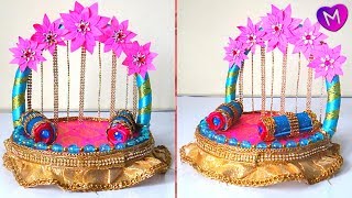 Ganpati decoration ideas for home  ganesh decoration ideas easy  Ganesh chaturthi 2018 [upl. by Yelra202]