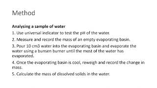 GCSE AQA Chemistry GCSE Required Practical 8 Water Purification Paper 2 [upl. by Koeppel736]