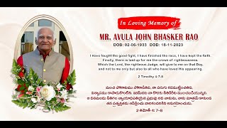 In loving Memory of MrAvula John Bhaskar Rao 18112024  1st memorial service [upl. by Sil]