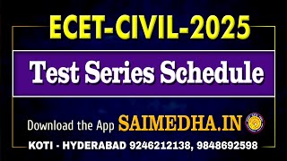 ECET DCE  2025 Test Series Schedule  Saimedha koti  hyd [upl. by Gaillard]