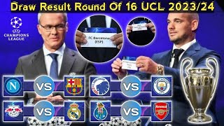 Draw Results Round Of 16 Eufa Champions League Season 20232024  Barcelona vs Leipzig [upl. by Vivie868]