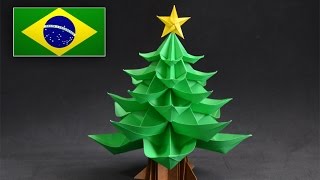 Origami Árvore de Natal  Instruções em português PT BR [upl. by Leftwich538]