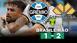 GRÊMIO PERDE PARA O CRICIÚMA EM PARTIDA ATRASADA DO BRASILEIRÃO GRÊMIO 1 x 2 CRICIÚMA  Narração [upl. by Gracia]